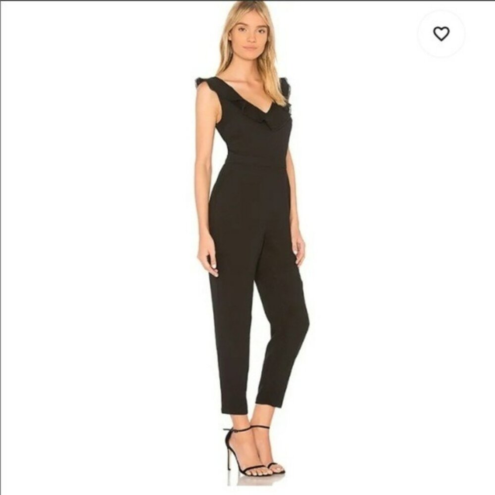 Cupcakes & Cashmere Black Lima Jumpsuit V-Neck Ruffle Detail Sleeveless Size 4 E